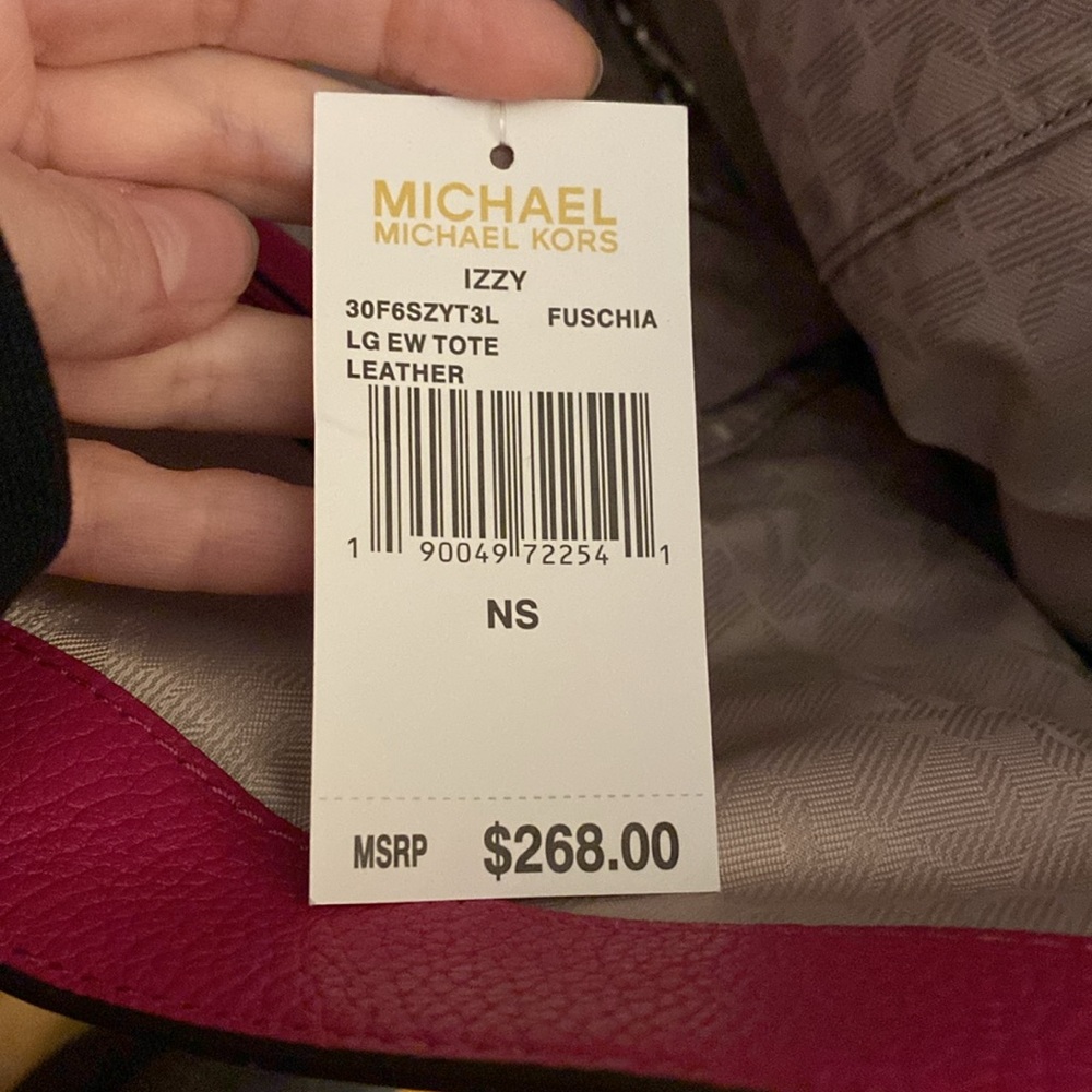 NWT Michael Kors Izzy fuschia large leather tote - Picture 5 of 6